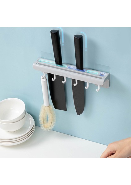 Duvara Monte Yapışkanlı Tutucu 6 Kancalı Kepçe Askısı