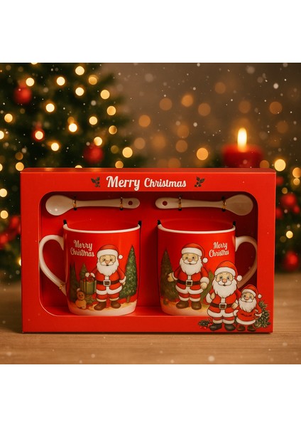 Noel Baba Temalı Taşıma Çantası ve Kaşıklı 2'li Kupa Seti, Eğlenceli ve Şık Tasarım fiyatları