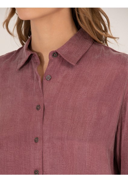 Kadın Gül Kurusu Comfort Fit Uzun Kollu Gömlek 50254167-VR026