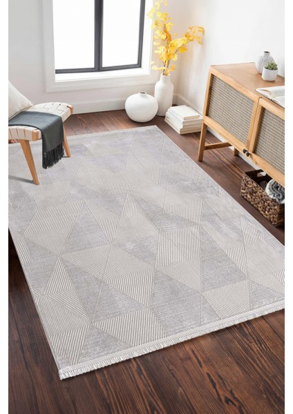 Enti Akik 8606 Gri Halı Kilim Salon Mutfak Kesme Yolluk Dokuma