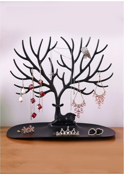 Siyah Geyik Mücevher Organizeri - Geyik Şeklinde Yüzük Küpe Kolye Düzenleyici fiyatları