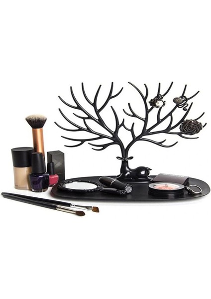 Siyah Geyik Mücevher Organizeri - Geyik Şeklinde Yüzük Küpe Kolye Düzenleyici modelleri