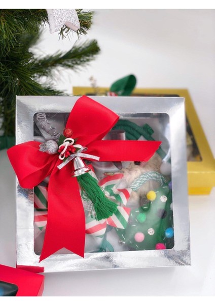 8 Parça Taşlı Yılbaşı Tokası Hediye Seti, Çam Ağacı, Noel Baba, Fiyonk modelleri