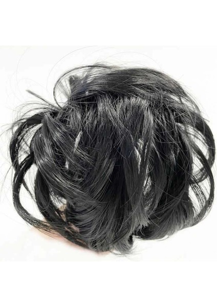 Siyah Renk Düz Hazır Telli Saç Şeklinde Peruk Postiş Toka