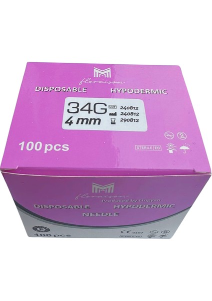 Mezoterapi Iğne Ucu 34G 4 mm 100 Adet / Kutu
