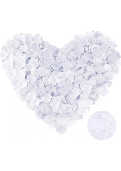 Beyaz Renk Gül Yaprağı Şekilli Konfeti 1 100 Adet