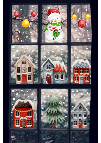 Renkli Kar Sevinci Çocuk Bebek Odası Duvar ve Pencere Sticker Seti fiyatları