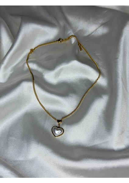 Beyaz Sedefli Kalpli Kolye fiyatları