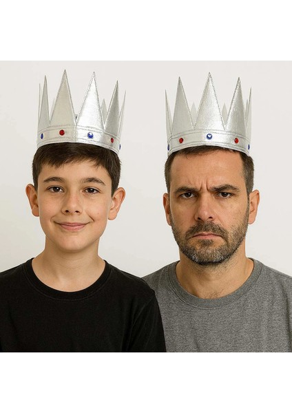 Gümüş Renk Eva Yumuşak Kral Kraliyet Tacı Yetişkin Çocuk Uyumlu 55 cm fiyatları
