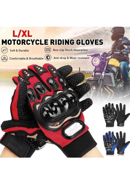 2025 Motosiklet Eldiveni Kırmızı 3 Mevsim Korumalı Dokunmatik Kaymaz Elastik Kumaş L Beden fırsatları