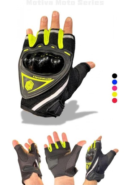 Neon Yeşili Yarım Eldiven Kısa Taktik Spor Reflektörlü Motosiklet Bisiklet Eldiveni S Beden fiyatları