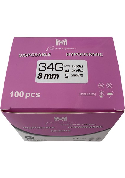 Mezoterapi Iğne Ucu 34G 8 mm 100 Adet / Kutu