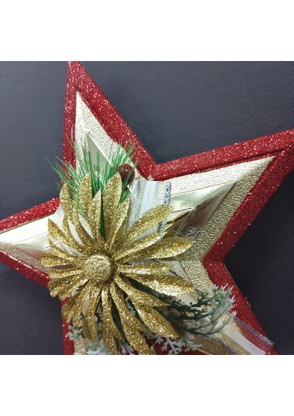 Renkli Yılbaşı Yıldızı ve Çam Ağacı Süsü, Şık ve Neşeli Dekorasyon Parçası