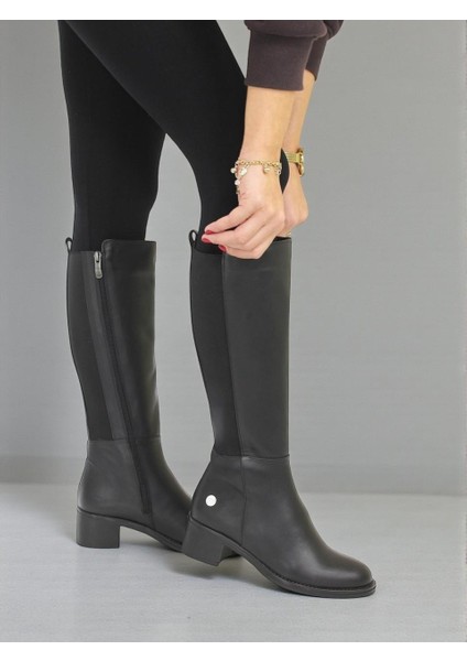 D25KC-2300 Siyah Hakiki Deri Tam Ortopedik Günlük Kadın Çizme fiyatları