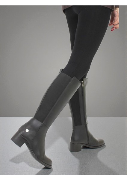 D25KC-2300 Siyah Hakiki Deri Tam Ortopedik Günlük Kadın Çizme modelleri