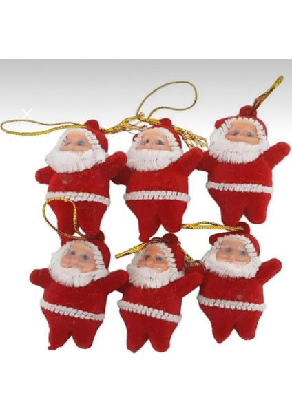 12 Adet Noel Baba Figürlü Yılbaşı Ağacı Süsü, Kırmızı Renkli, Şık ve Sevimli Dekorasyon