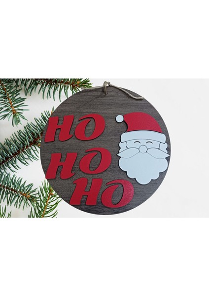 Yılbaşı Temalı Kırmızı Duvar Süsü, Noel Baba ve Çam Ağacı Dekoru