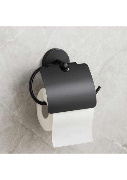 Geniş Kapaklı Siyah Tuvalet Kağıtlığı (5 Yıl Garantili)