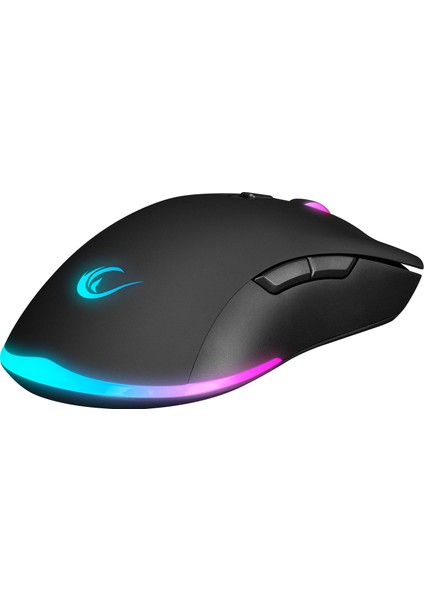 Km-Rx7 Fortuna V2 Gökkuşağı Aydınlatmalı USB Siyah Gaming Combo Us Layout English Gaming Klavye + 12800 Dpi Mouse