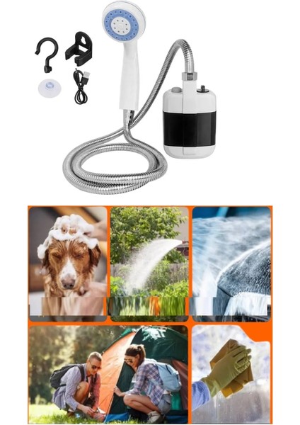 USB Şarjlı El Duş Pompası Taşınabilir Kamp Tatil Seyahat Banyo Su Pompası Başlık Hortum Seti modelleri