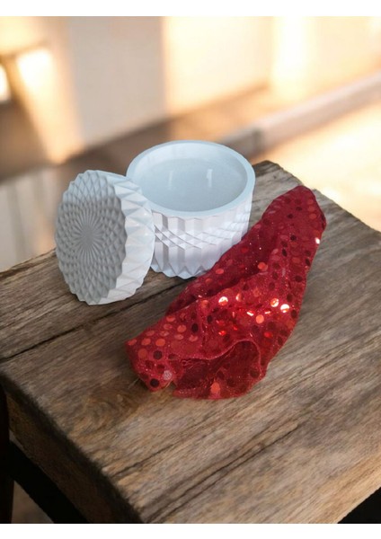 Beyaz Kapaklı Desenli Mum- Dekoratif Beton Mum fırsatları