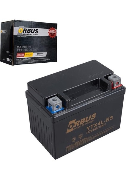 YTX4L-BS 12V 4A Motosiklet Aküsü (114 x 66 x 88 Mm) (1.6kg)