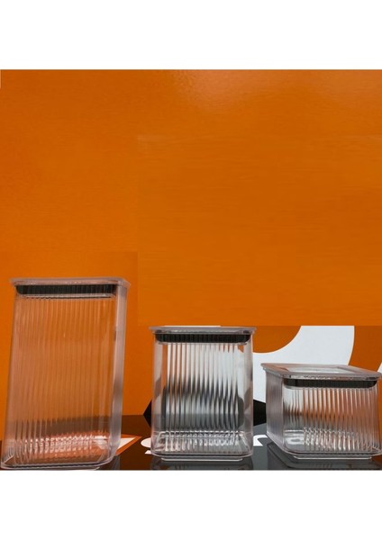 3 Lü Set Vakumlu Kare Saklama Kabı Akrilik Kristal 3 Boy Erzak Kabı (600-900-1300 Ml) modelleri