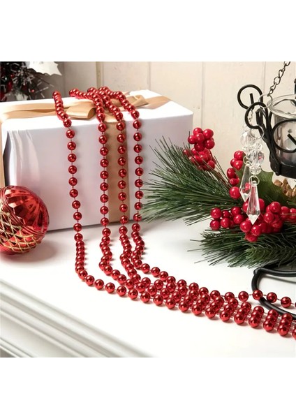 Kırmızı Yılbaşı Zinciri 5 Metre Bakır Malzemeden Incili Çam Ağacı Süsü ve Dekor indirimleri