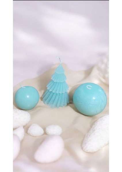 3'lü Çam Ağacı- Top Mum Yeşil modelleri