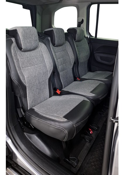 Peugeot Rifter ile Uyumlu 3 Tekli Lüx Keten Deri Oto Koltuk Kılıfı Birebir Araca Özel Ön Arka Takım Füme Scr fırsatları