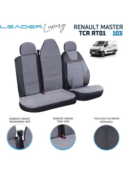 Renault Master Ticari Oto Koltuk Kılıfı Siyah 2+1