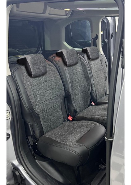 Peugeot Rifter ile Uyumlu 3 Tekli Lüx Keten Deri Oto Koltuk Kılıfı Birebir Araca Özel Ön Arka Takım Siyah Scr modelleri