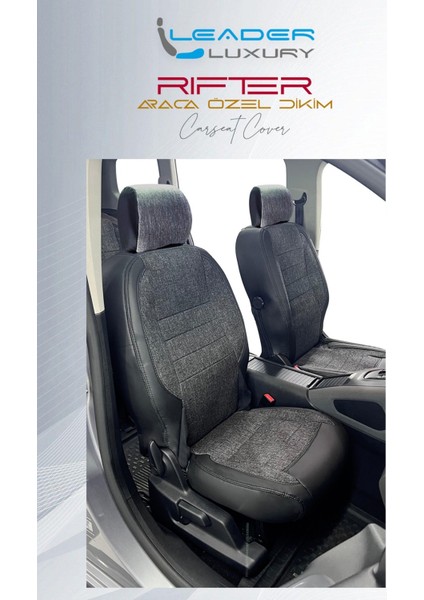 Peugeot Rifter ile Uyumlu 3 Tekli Lüx Keten Deri Oto Koltuk Kılıfı Birebir Araca Özel Ön Arka Takım Siyah Scr fırsatları