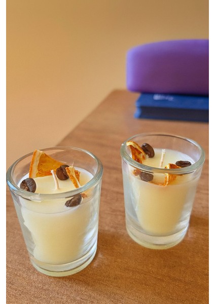 Portakal ve Kahve Süslemeli Shot Mini Bardak Mum 3'lü fiyatları