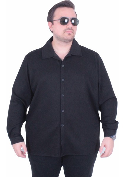 Mocgrande Erkek Büyük Beden Uzun Kollu Gömlek 25727 Sıyah