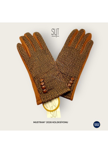 Syt Kadın Kışlık Dokunmatik Eldiven - Desenli Suni Deri/Kumaş Şık Tokalı & Düğmeli Modeller fırsatları