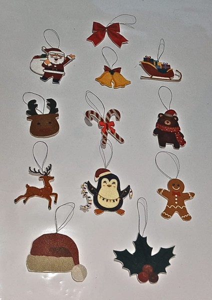 Renkli 12 Figür Keçe Süsler Yılbaşı Ağacı Dekoru Noel Şenliği modelleri