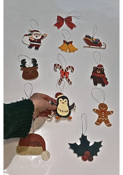 Renkli 12 Figür Keçe Süsler Yılbaşı Ağacı Dekoru Noel Şenliği indirimleri