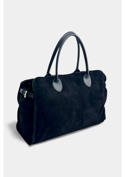 %100 Hakiki Süet Deri Fermuar Kapama ve Iç Cep Detaylı Kadın Omuz Çantası