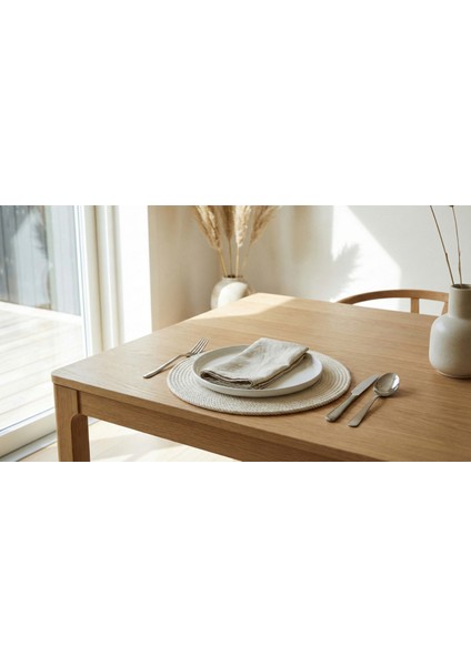 6 Adet Hasır Ekru Yuvarlak Jüt Görünümlü Amerikan Servis - Lux Örgü Supla Seti (32CM) modelleri