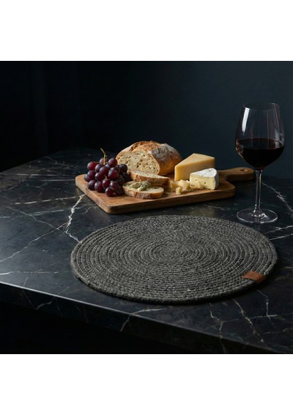6 Adet Hasır Antrasit Yuvarlak Jüt Görünümlü Amerikan Servis - Lux Örgü Supla Seti (32CM) fırsatları