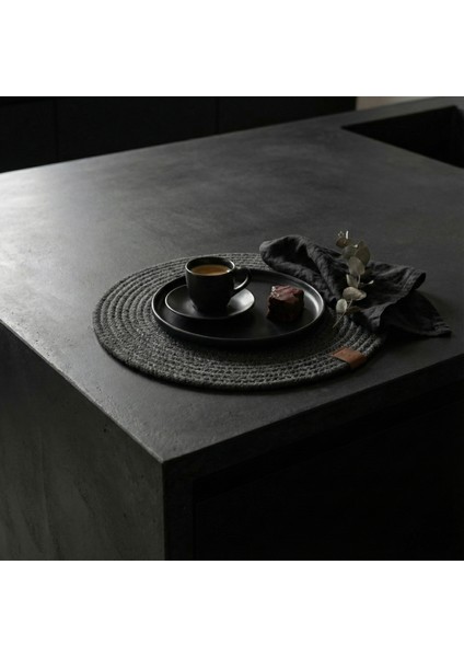 6 Adet Hasır Antrasit Yuvarlak Jüt Görünümlü Amerikan Servis - Lux Örgü Supla Seti (32CM) indirimleri