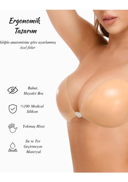 Premium Silikon Sütyen Göğüs Dolgunlaştırıcı Push Up Görünmez Hayalet Sütyen Çıkarılabilir Askı modelleri