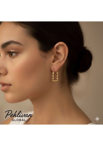 Bambu Model Gold Renk Çelik Küpe