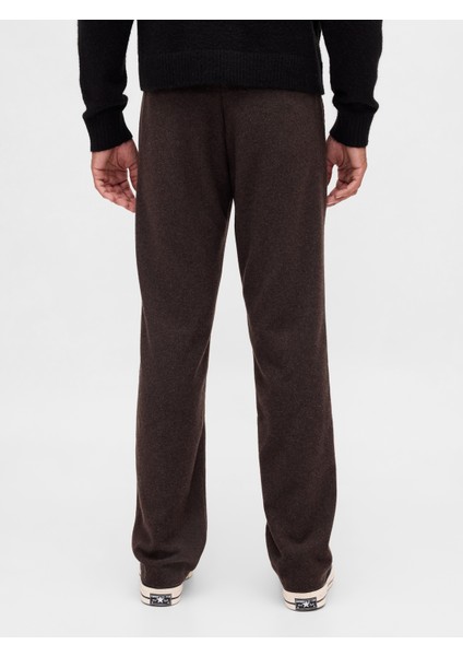 Erkek Koyu Kahverengi Yün Karışımlı Relaxed Straight Pantolon fırsatları