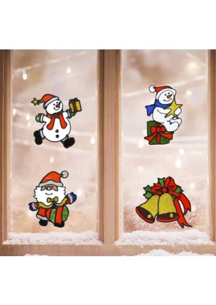 Yılbaşı Temalı 3'lü Cam Çıkartması, Jel Sticker, Renkli ve Eğlenceli Dekorasyon fiyatları