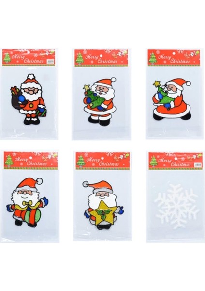 Yılbaşı Temalı 3'lü Cam Çıkartması, Jel Sticker, Renkli ve Eğlenceli Dekorasyon modelleri