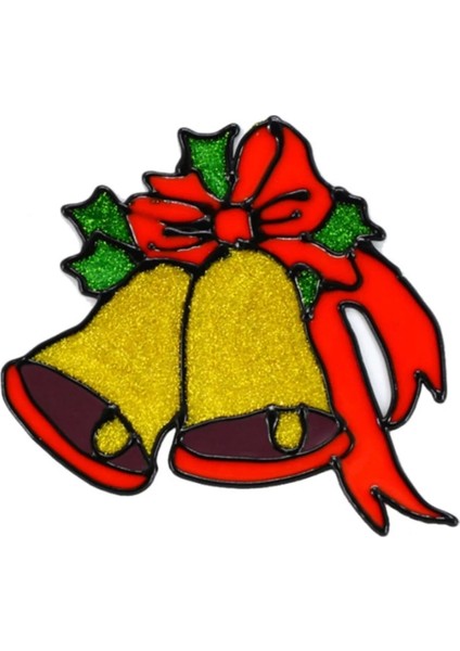 Yılbaşı Temalı 3'lü Cam Çıkartması, Jel Sticker, Renkli ve Eğlenceli Dekorasyon