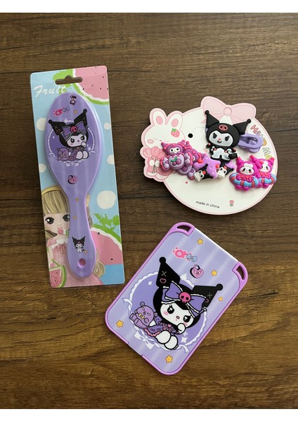 Kuromi Kız Çocuk Ayna Tarak ve 7'li Toka Seti Doğum Günü Yılbaşı Christmas Hediyesi Advent Calendar