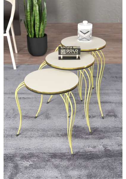 ZİGON SEHPA LÜKENS ÇİFT GOLD KREM